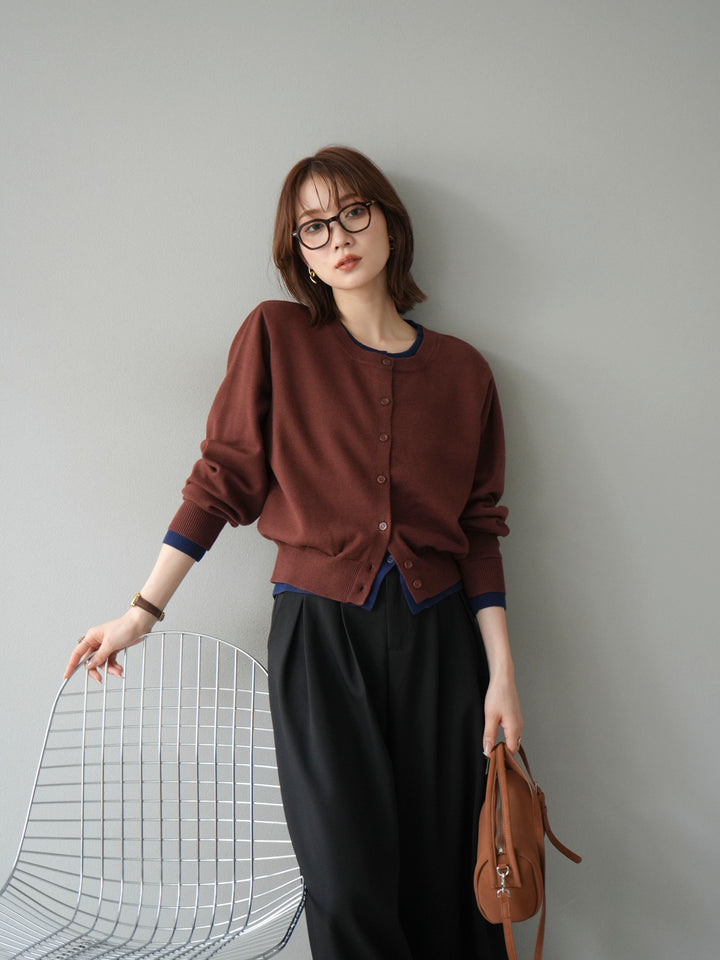 【SET】同色系疊穿開襟衫+雙褶寬褲（2件組）