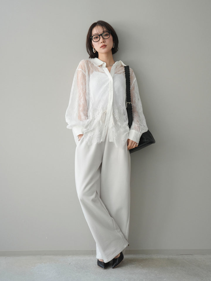 [予約]総レースボリュームスリーブシャツ/off