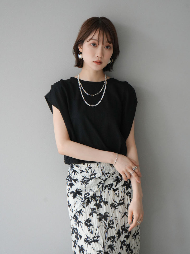 [Pre-order] Washer waist design flower pattern skirt/off-white