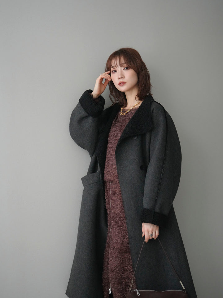 [SET]アウトシーム裏ボアコート+ラメシャギートップス(2set)