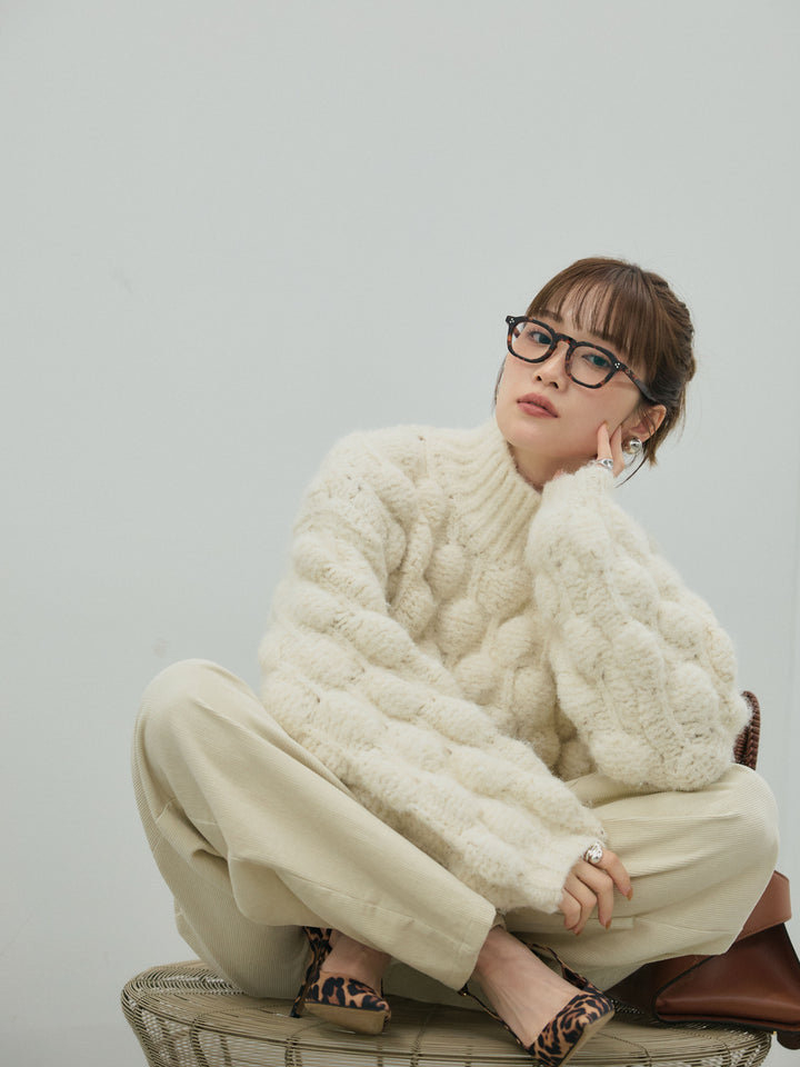 【Allure】[SET]ポップコーンハイネックニットプルオーバー+ポップコーンハイネックニットプルオーバー(2set)