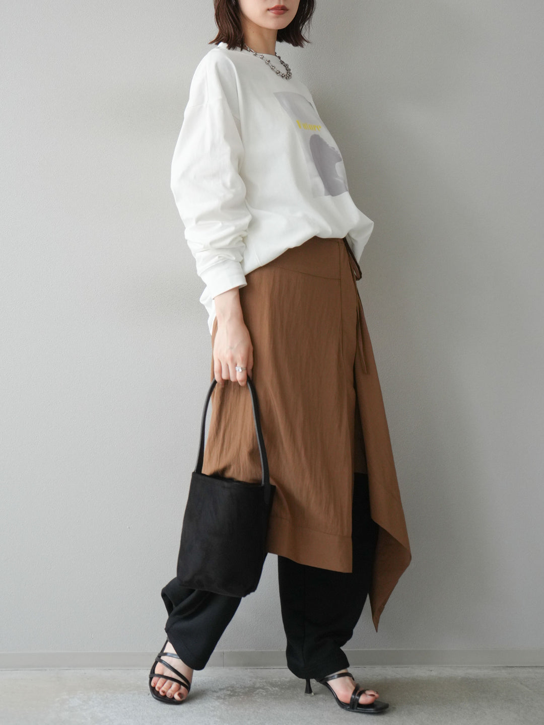 [予約]アシンメトリーレイヤードスカート/ベージュ