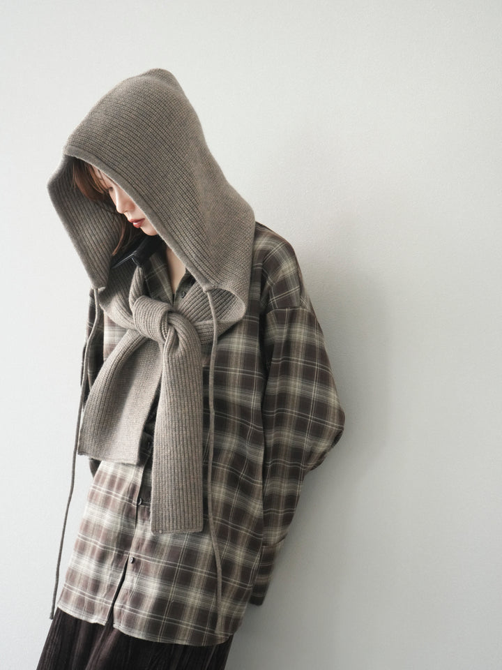 [SET]レザー襟オンブレチェックオーバーシャツ +クラッシュベロアナロースカート(2set)