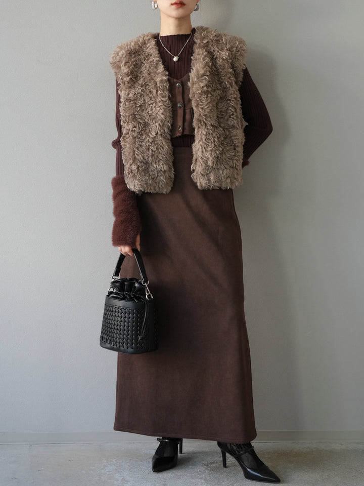 [予約]プードルファーショートベスト/モカ