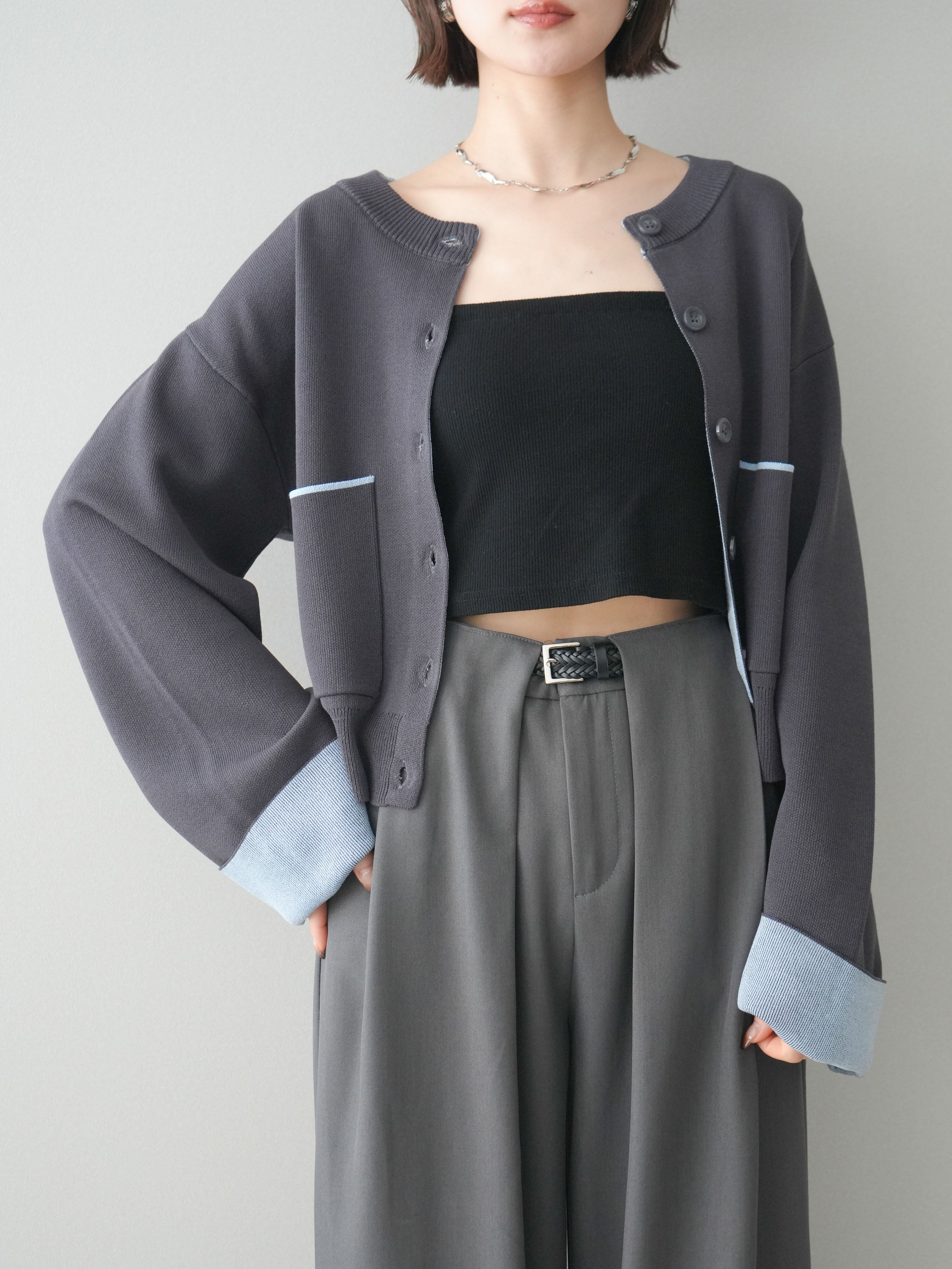 ebure エブール ダブルフェイス コットンレーヨン ジップニットカーディガン ebure エブール ダブルフェイス コットンレーヨン ジップニット