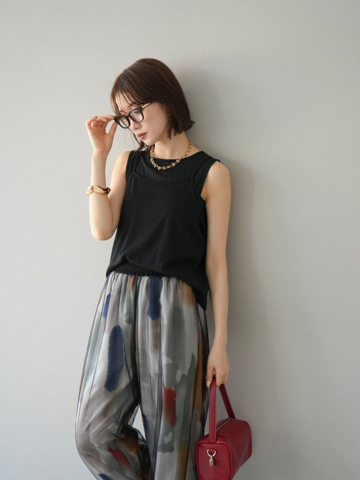 [予約]アイスタッチ2WAYデザインキャミタンク/ブラック