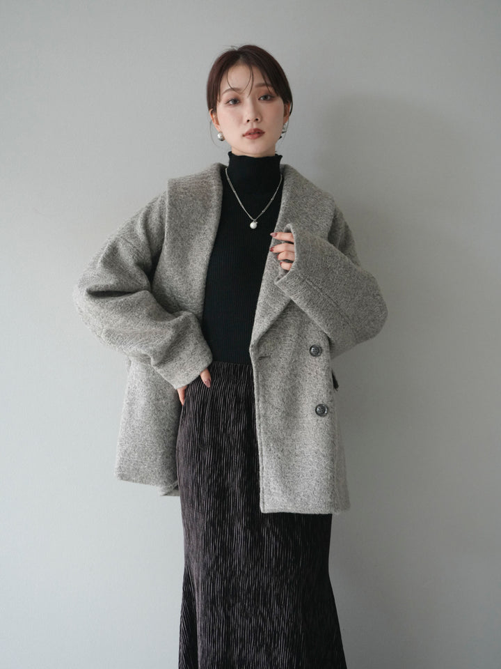 [予約]ロービング襟付きミドルコクーンコート/brown