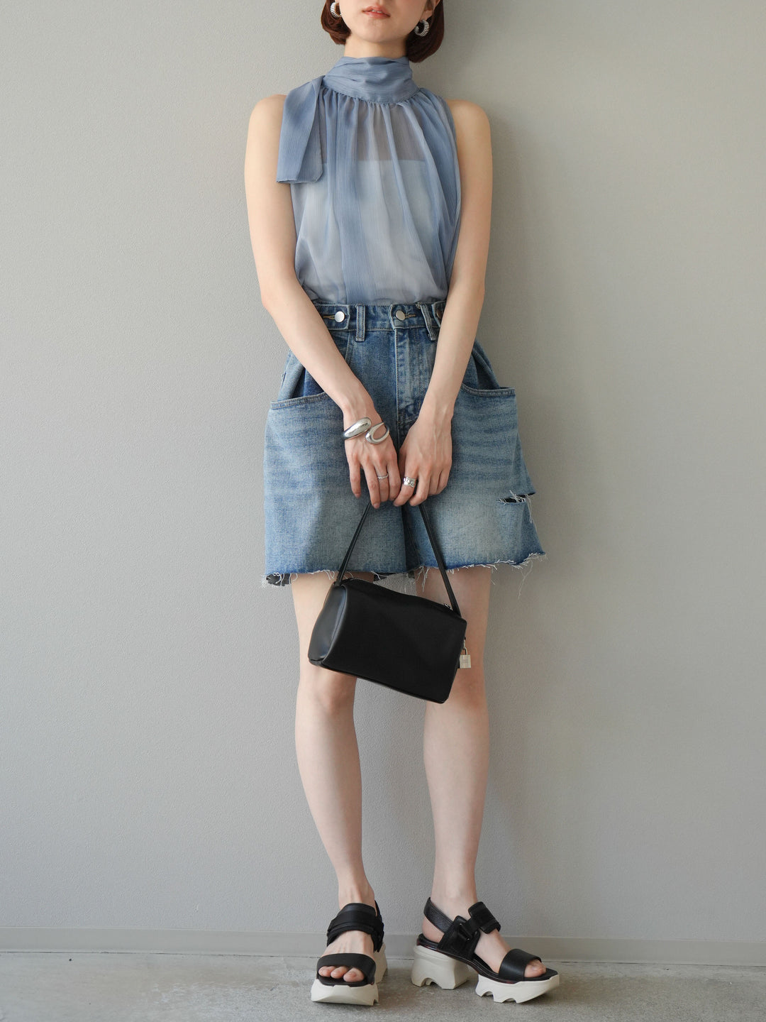 【預購】寬鬆半身牛仔褲/藍色