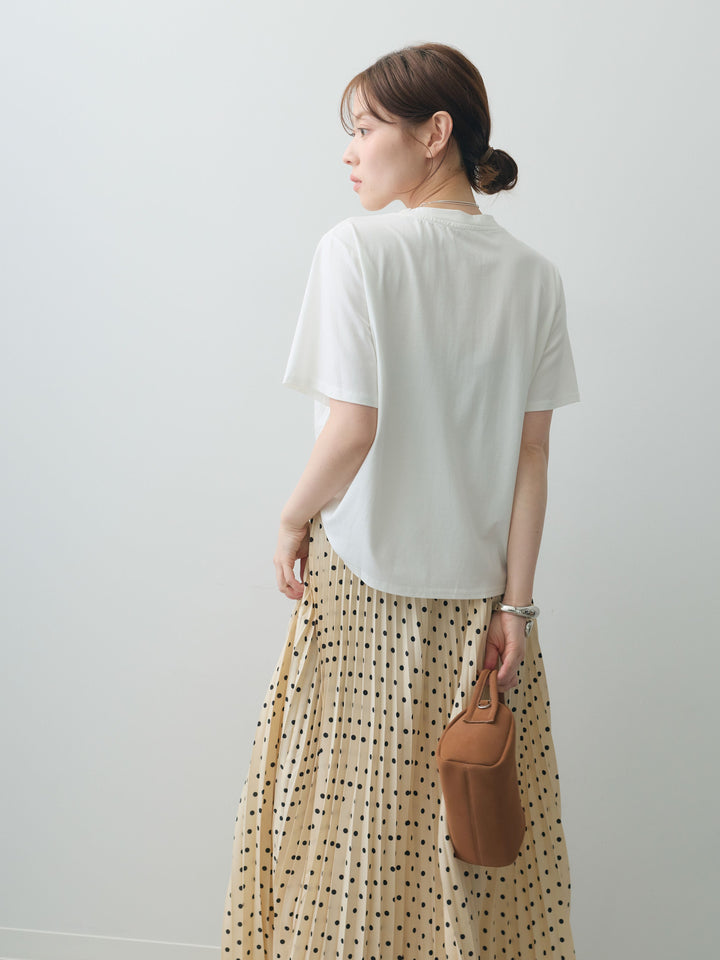 [SET]ラッフルドッキングTEE+ドットアコーディオンプリーツスカート(2set)