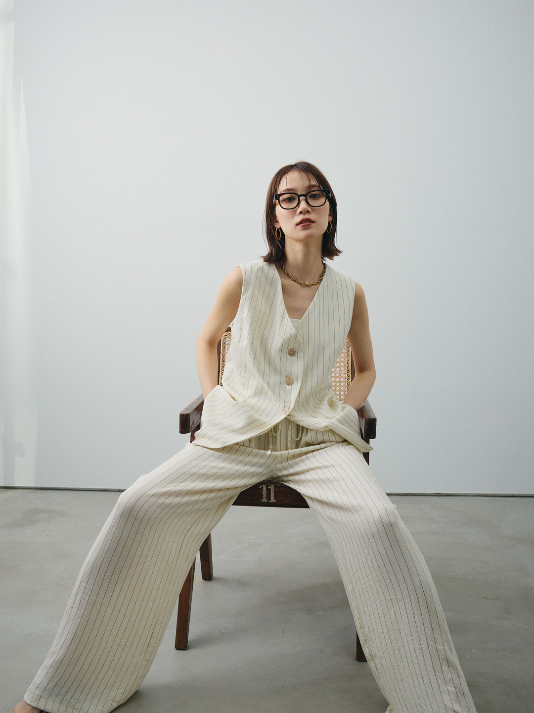 [SET] 條紋背心＆寬褲SET UP（2件套）