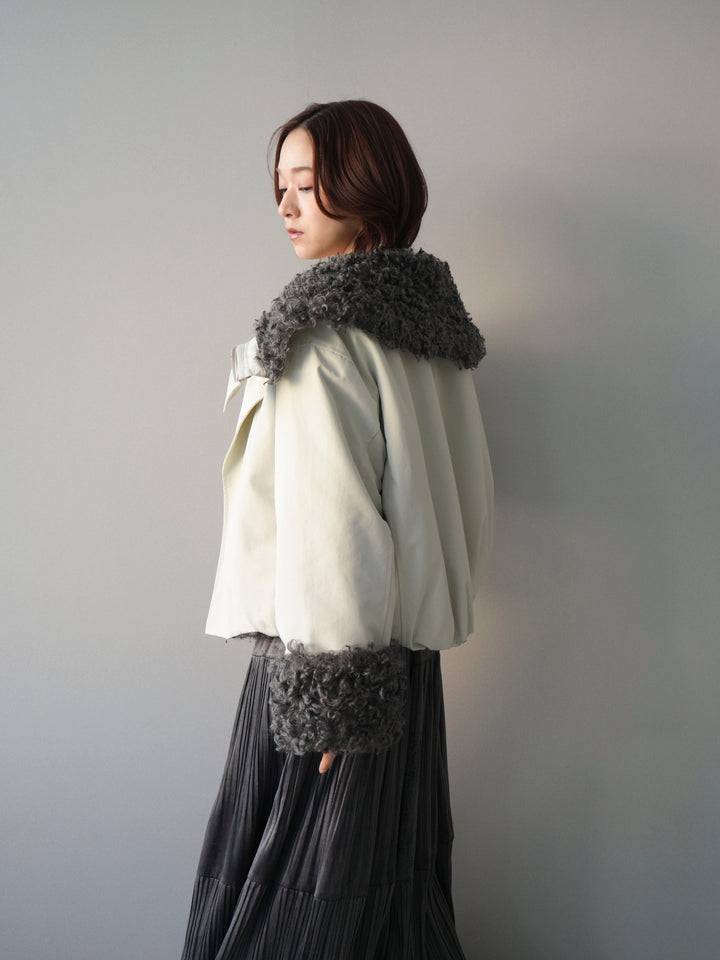 [SET]プードルファーダウンジャケット+ベロアティアードワッシャースカート(2set)