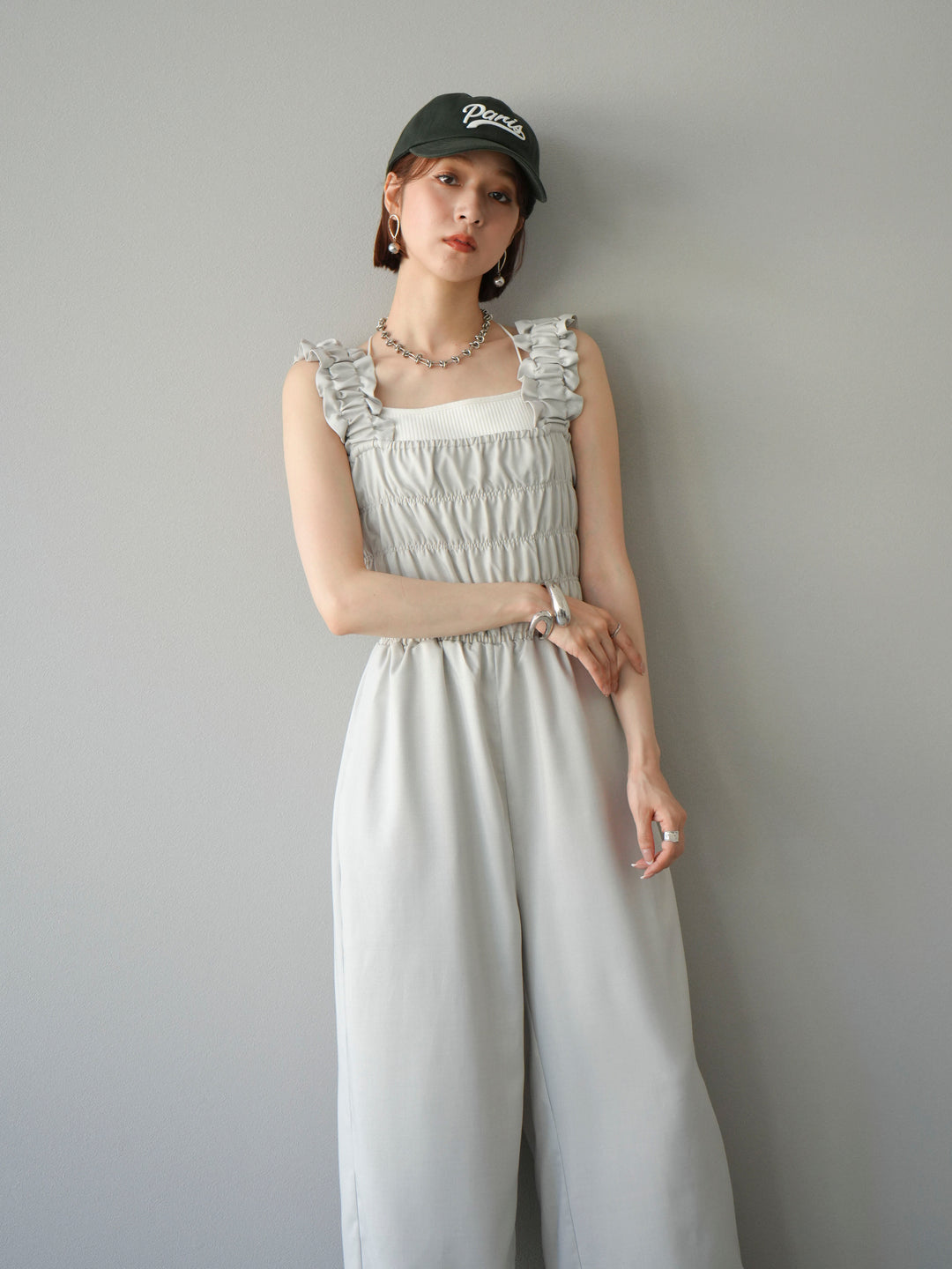 [予約]ヘザーエステルシャーリングサロペット/アイボリー