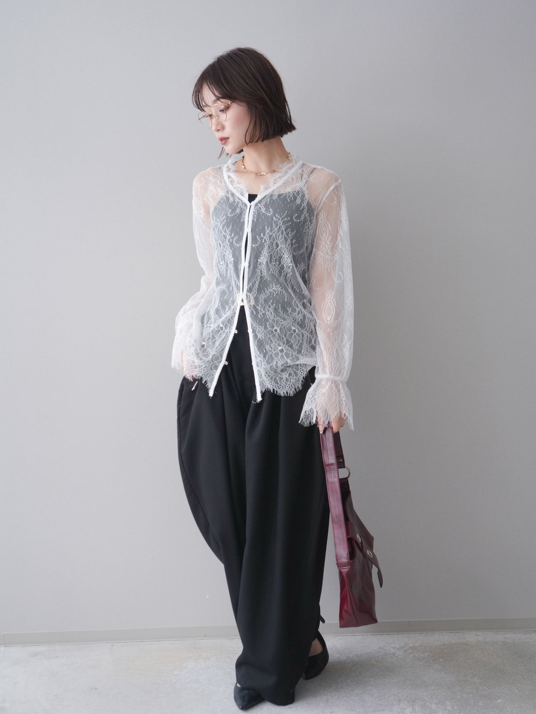 [予約]ジップポケットコクーンワイドパンツ/black