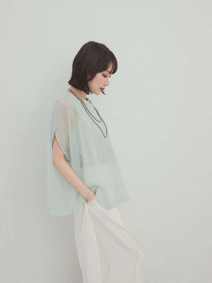 [予約]コンパクトスムースシアーレイヤードトップス/ミント