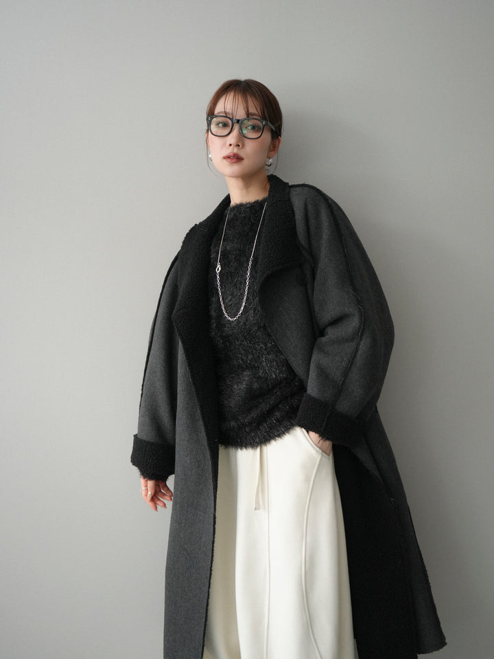 [予約]アウトシーム裏ボアコート/black