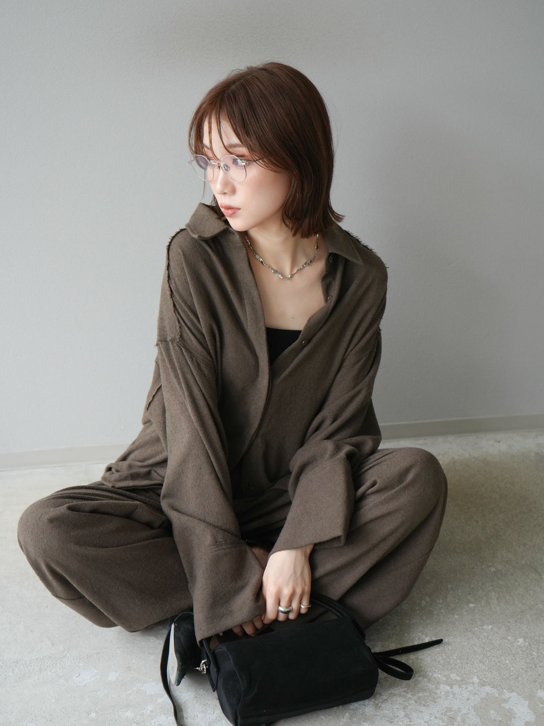 [予約]ネップオーバーシャツ/ブラウン