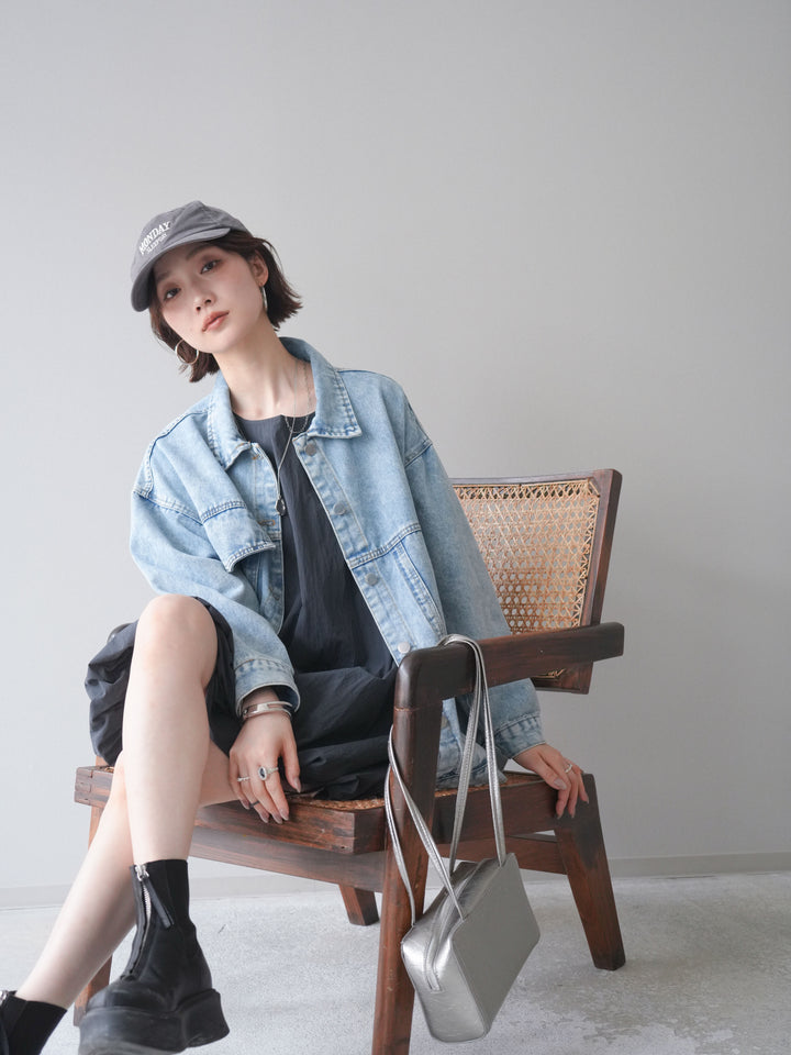 [予約]ドロストバルーンミニワンピース/charcoal