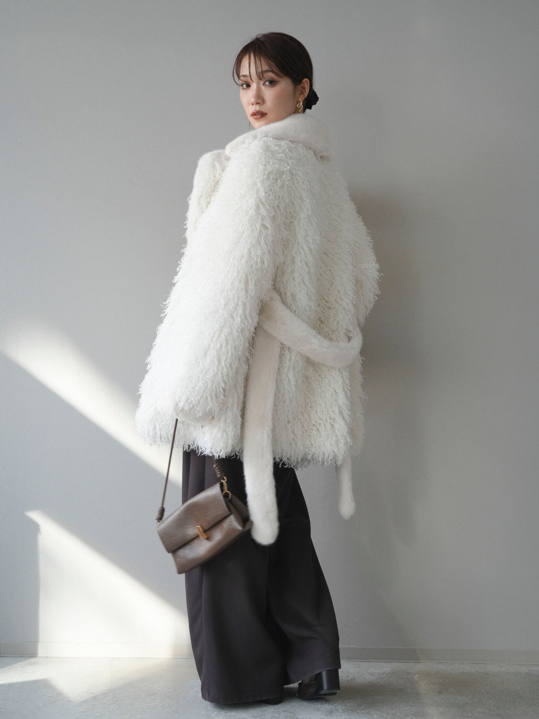 [予約]異素材ファー×ムートンコート/ivory