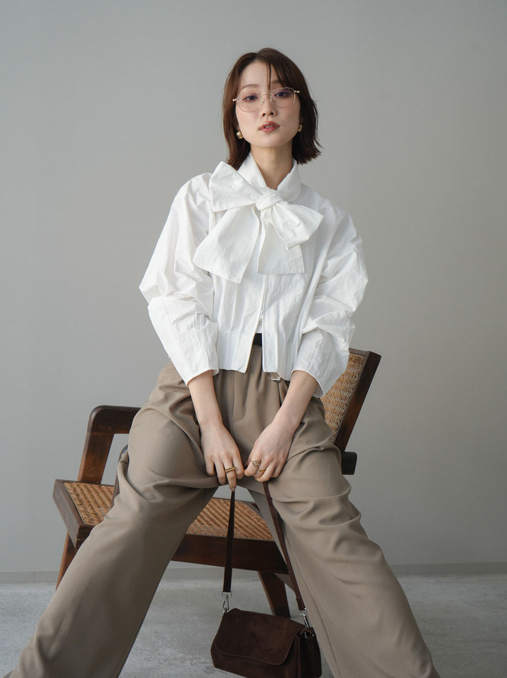 [SET]ボウタイ裾プリーツライトジャケット+選べるアクセセット(2set)