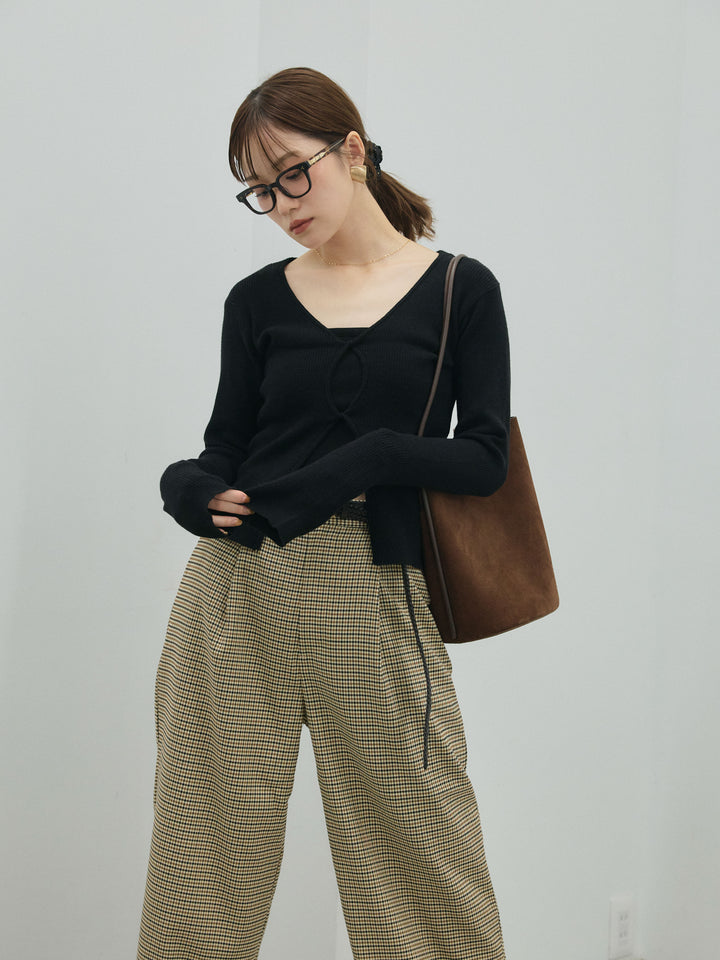 【Allure】[SET]フロントツイストリブニットトップス+フロントツイストリブニットトップス(2set)