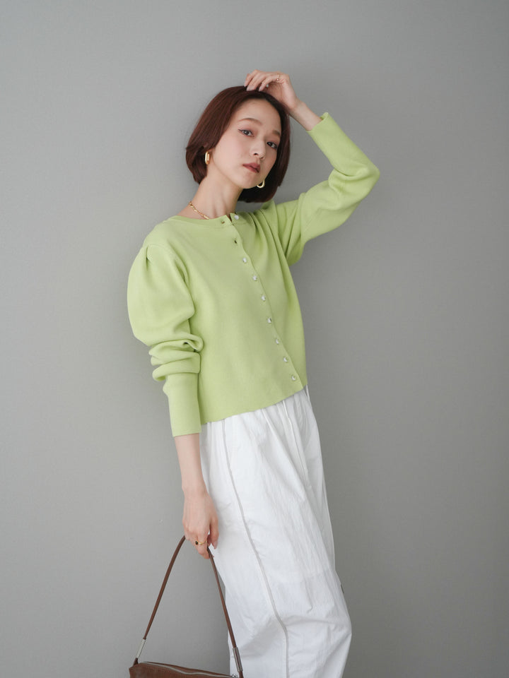 [SET]クリアボタンタックニットカーディガン+ドロストサイドラインナイロンパンツ(2set)