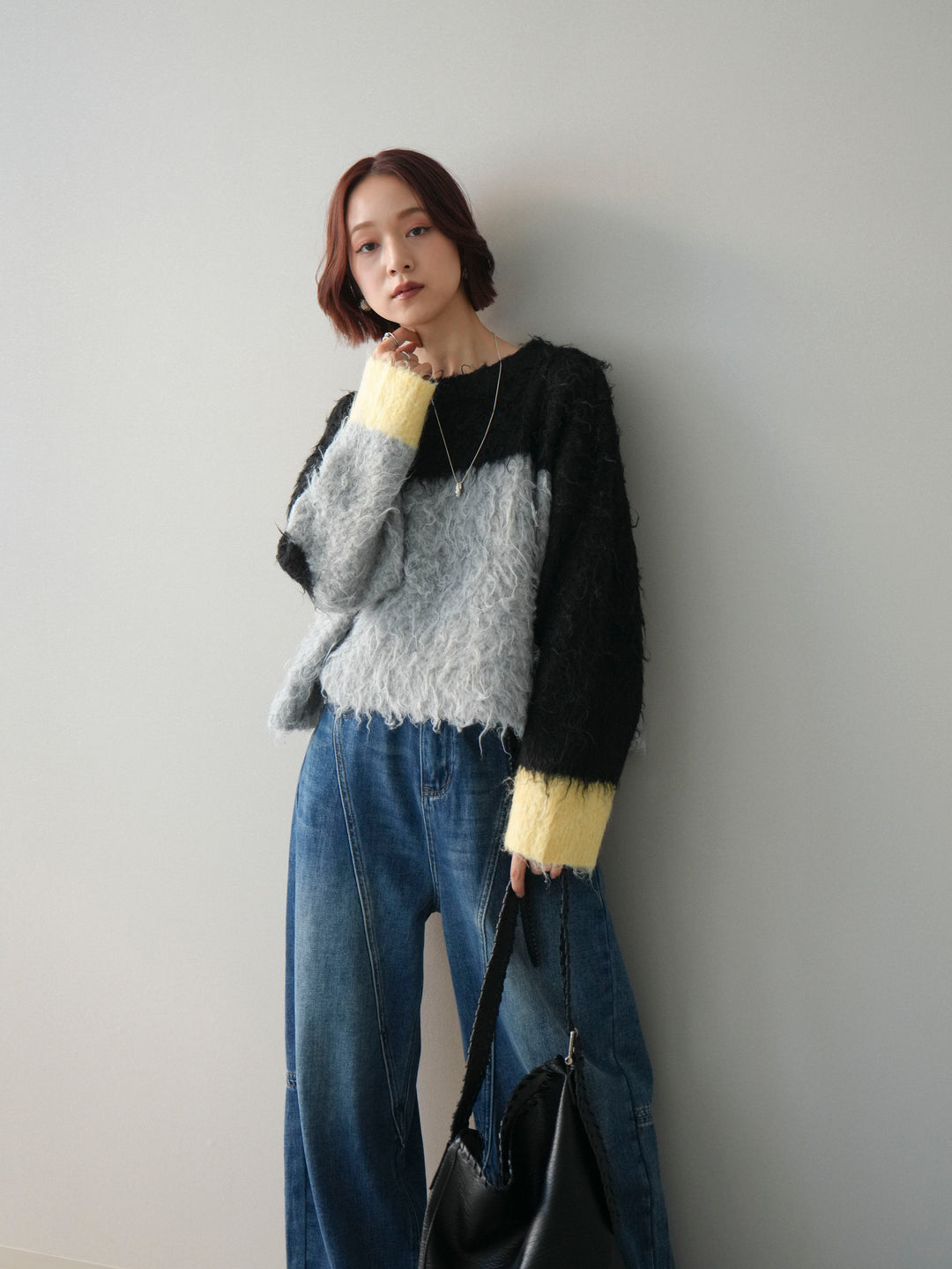 [SET]バイカラーモヘアタッチニットプルオーバー+バイカラーモヘアタッチニットプルオーバー(2set)