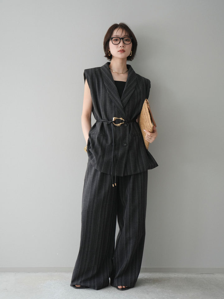 [SET]モチーフベルト付ストライプジレ＆パンツSETUP
