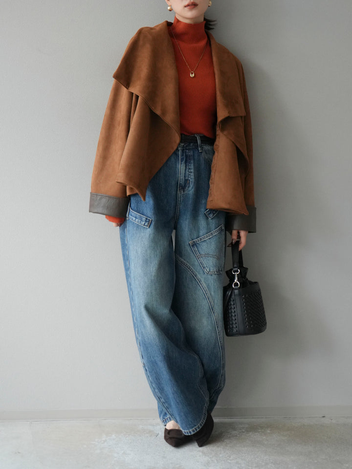 [予約]スウェードショートガウン/キャメル