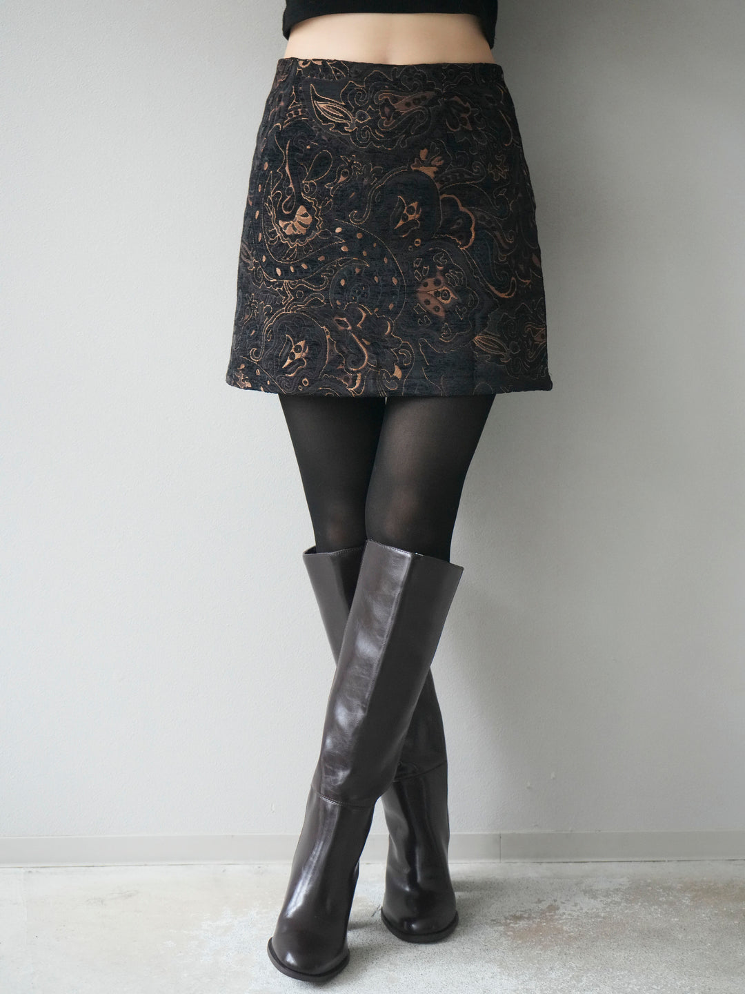 [予約]ジャガードミニスカート/black