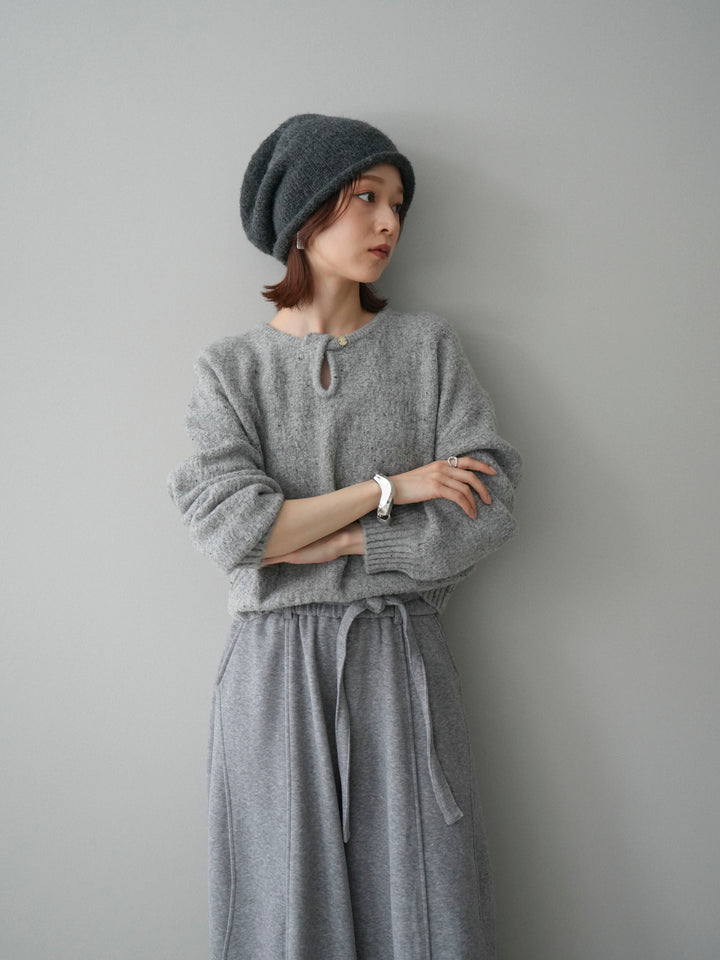 [予約]ツイストネックラメネップヤーンニットプルオーバー/gray