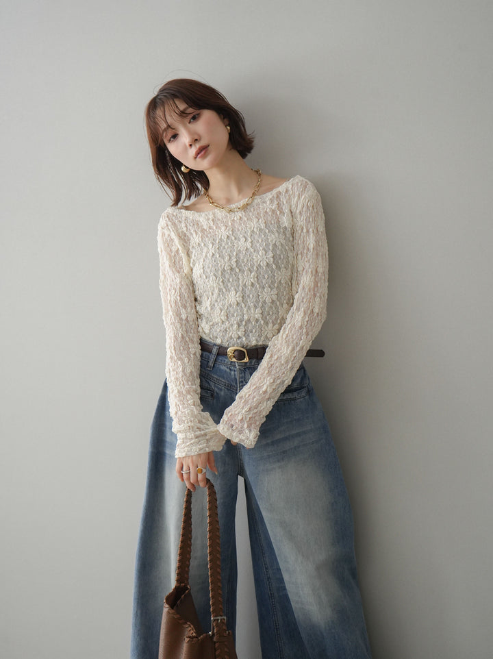 [SET]サイドギャザーレーストップス+サイドギャザーレーストップス(2set)