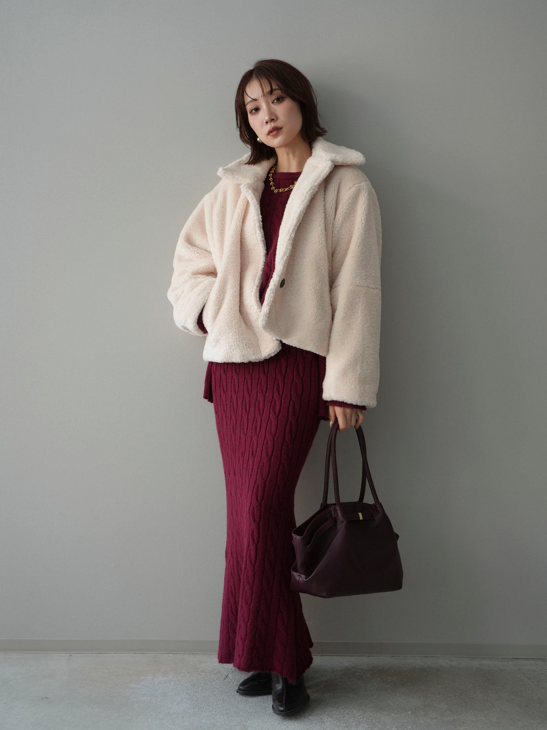 [予約]エコファーステンカラージャケット/ivory