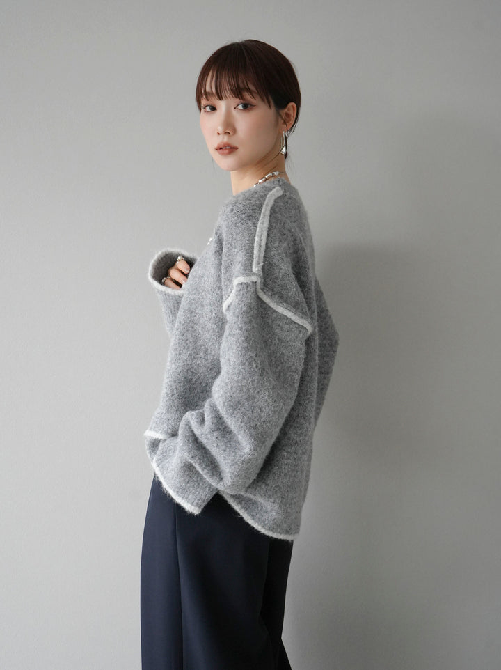 [預訂] 色彩協調針織套頭衫/灰色