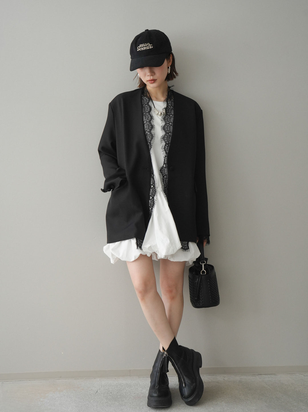 [予約]ノースリバルーンミニワンピース/white