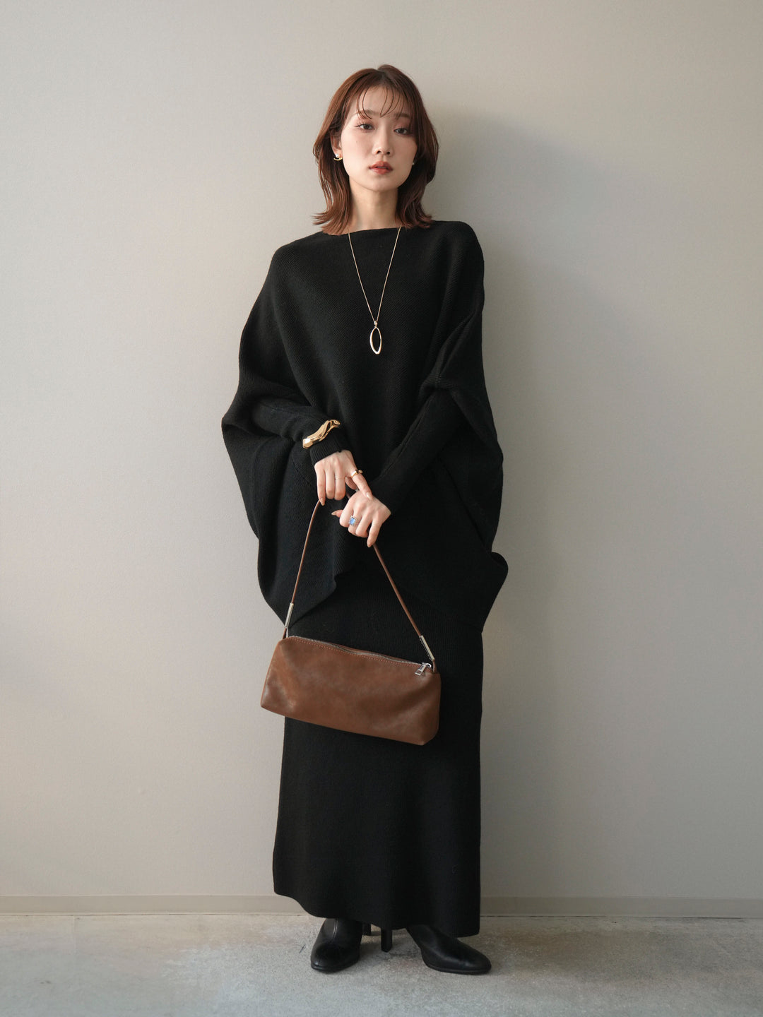 [SET]ウール混ドルマンニット&スカートSET UP(2set)