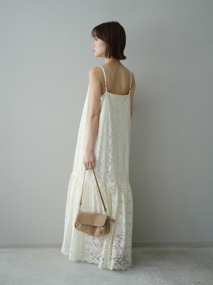 [SET]ギャザー切替レースキャミワンピース+選べるアクセセット(2set)