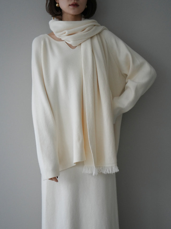 [SET]ストール付キーネックニットSET UP