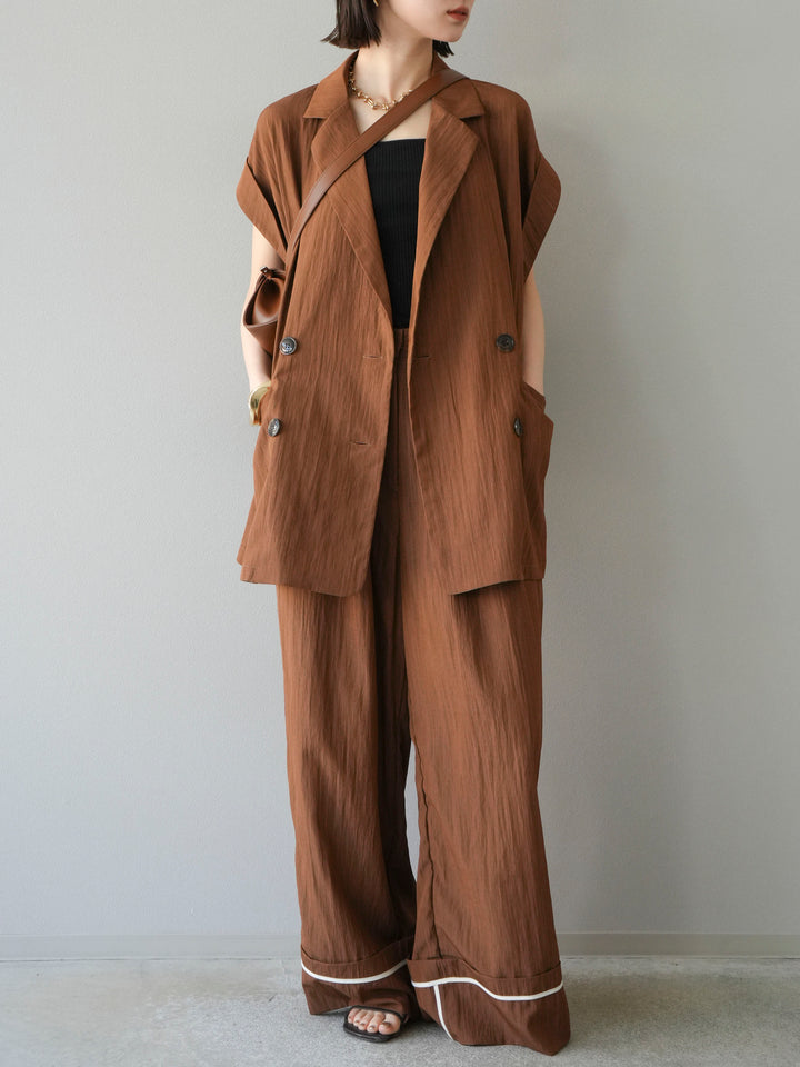 [SET]リネンライクノースリーブダブルジレ+リネンライクノースリーブダブルジレ(2set)