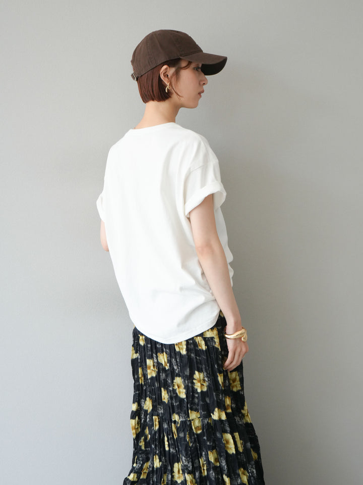 [SET]ネオンロゴコラージュフォトプリントオーバーTシャツ+フラワーワッシャーロングスカート(2set)