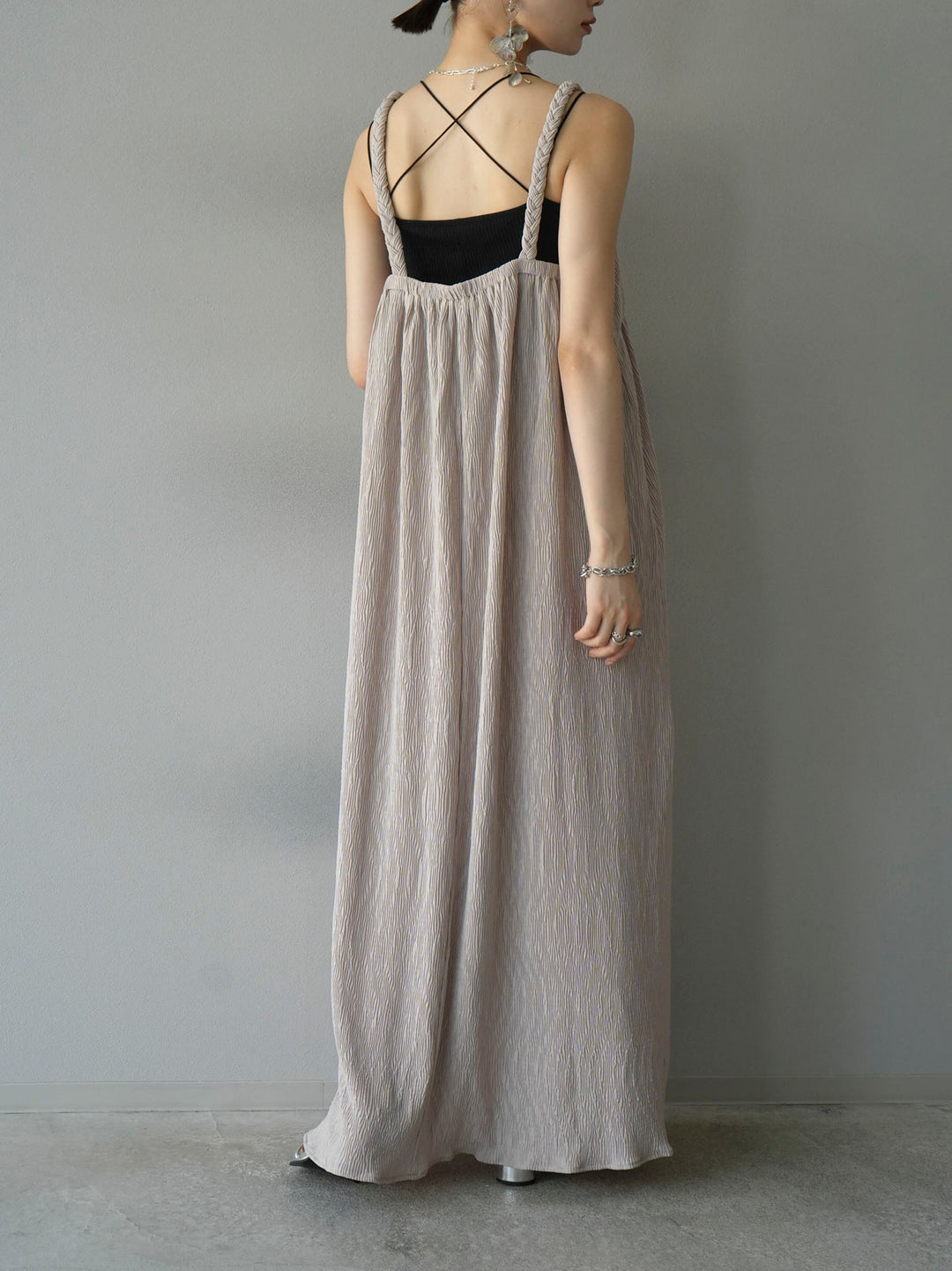 Willow braided string camisole dress/greige