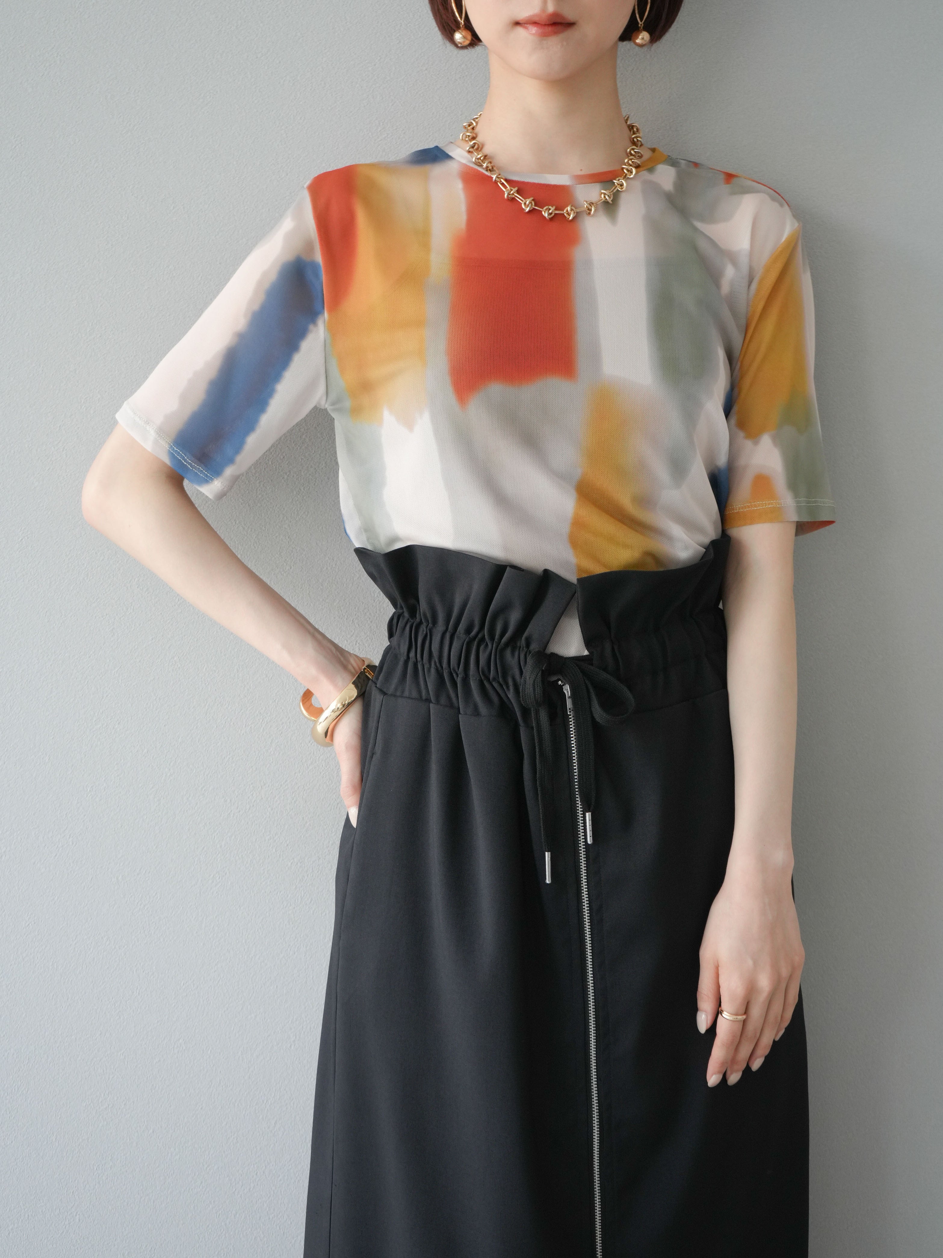 予約]水彩アートシアーTシャツ/オフホワイト – Lumier