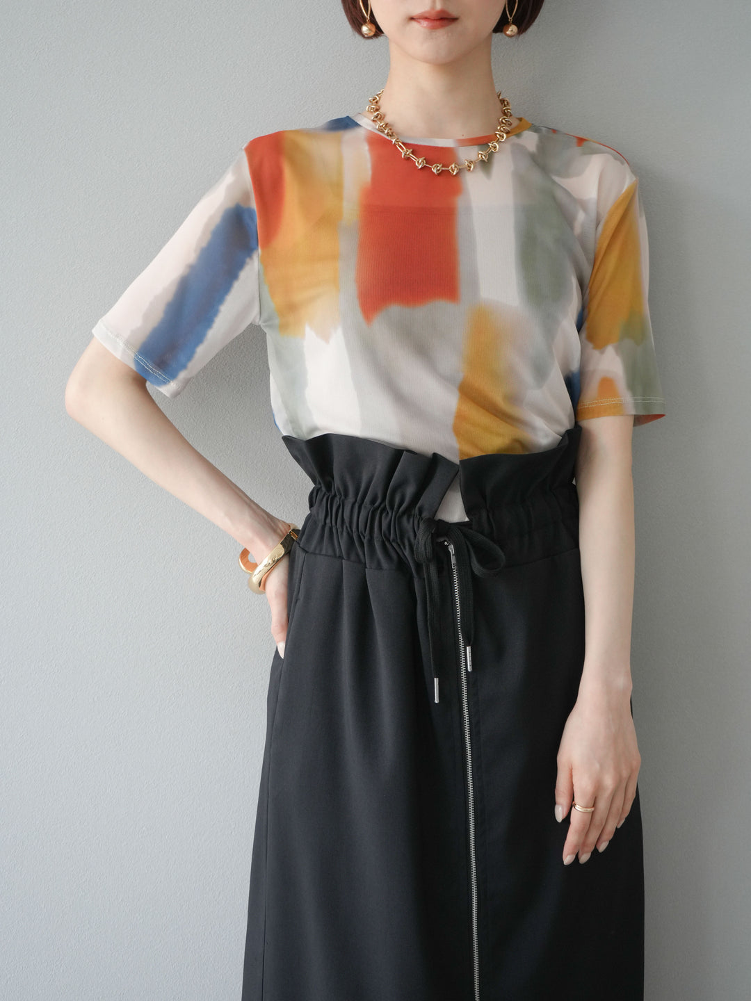 [予約]水彩アートシアーTシャツ/オフホワイト