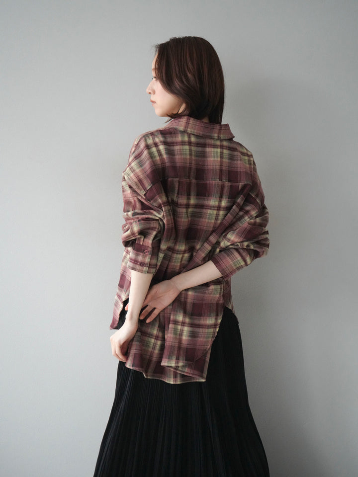 [予約]マルチウェイチェックシャツ/bordeauxbeige
