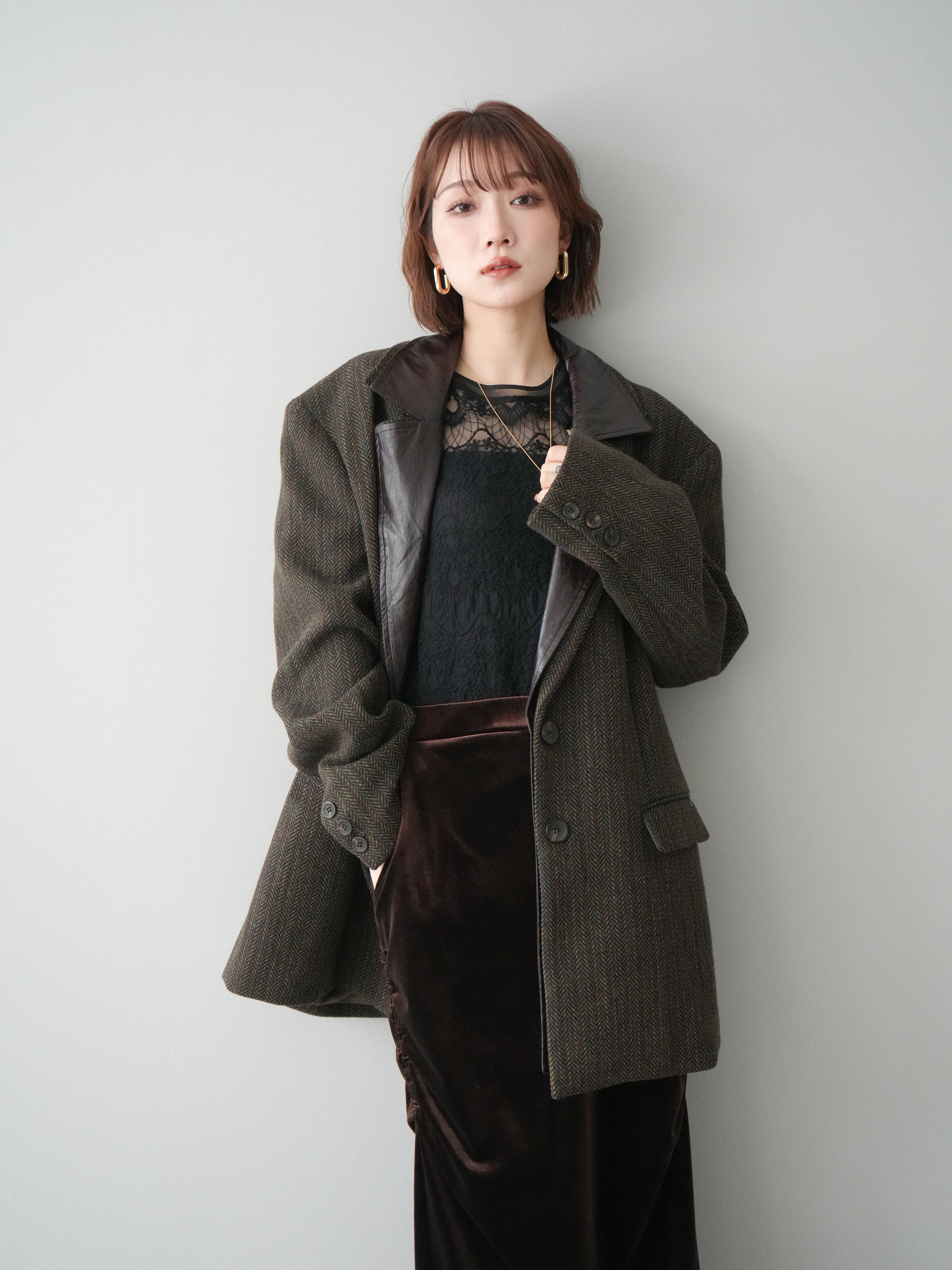 20%オフ]レイヤードデザインツイードテーラードジャケット/brown – Lumier