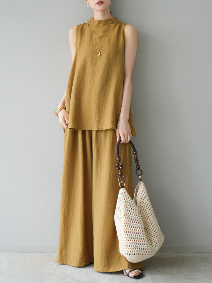 [SET]ホルターネックバックスリットブラウス＆スーパーワイドパンツSET UP(2set)