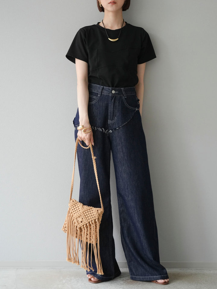 [預購] 緊身胸衣設計T卹/黑色