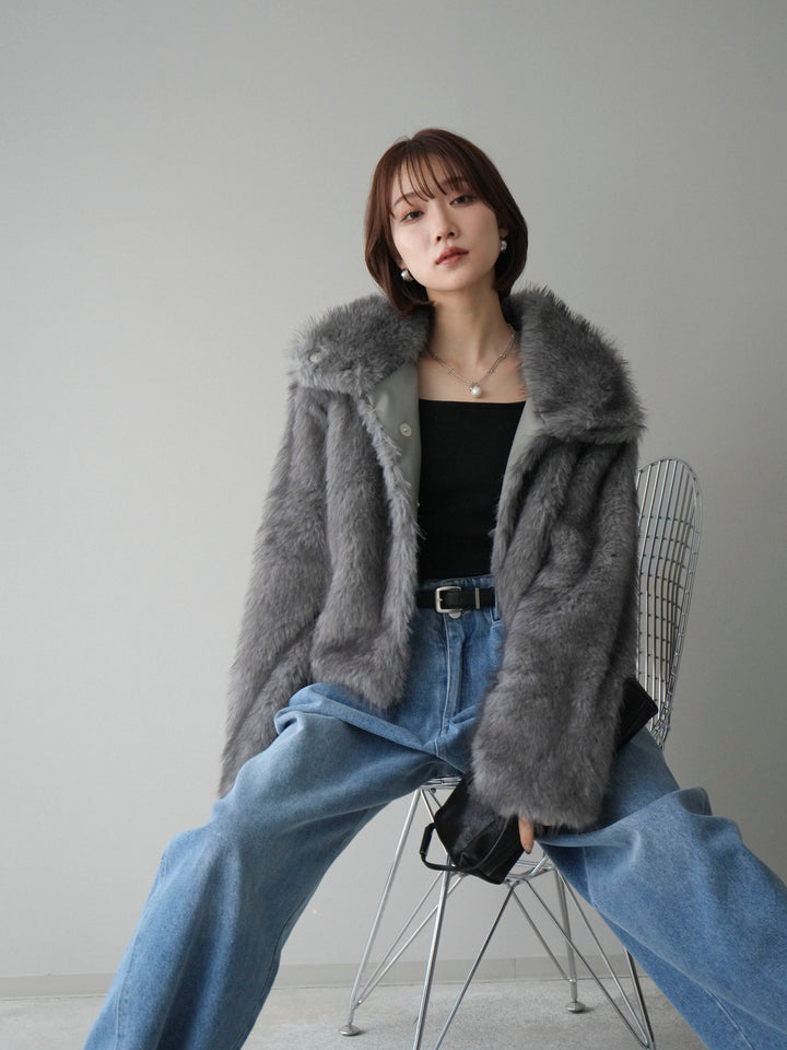 [20%オフ]MIXファースタンドネックショートジャケット/gray