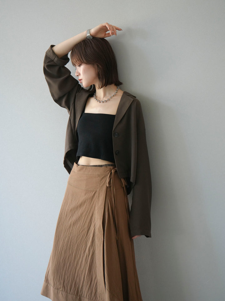 [予約]レーヨンライクショートジャケット/モカ