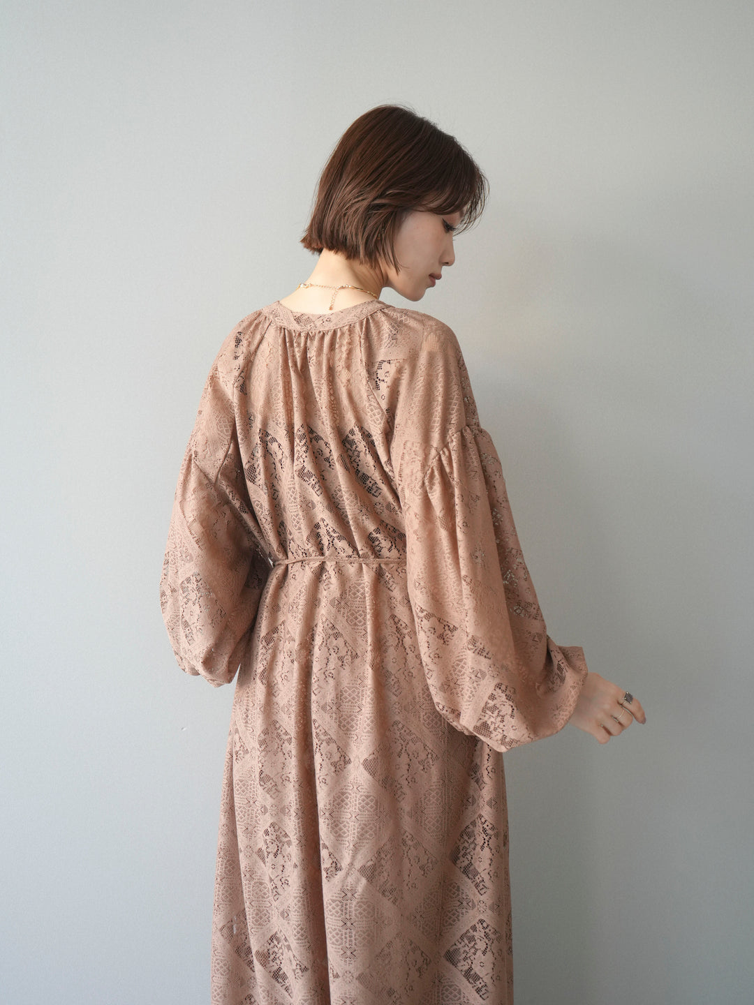 [SET]シアーレースロングガウン+シアーレースイージーパンツ(2set)