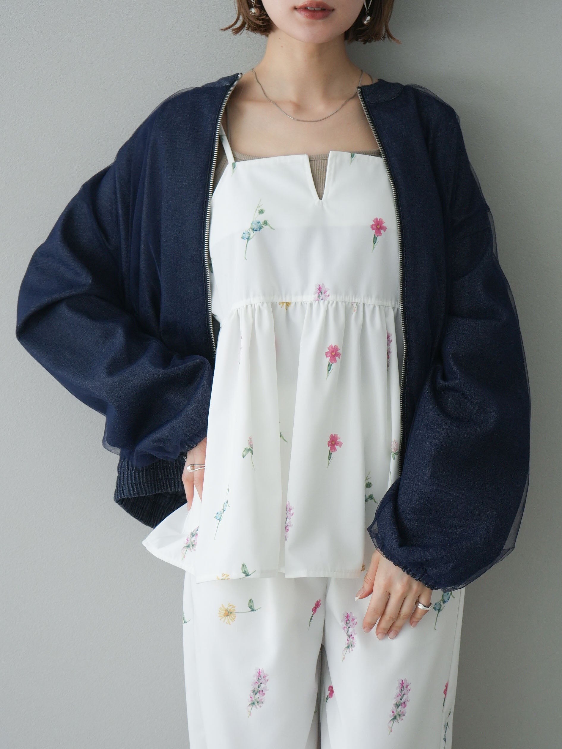  PARTY デニムチュールブルゾン　ブルー ROYAL PARTY（ロイヤルパーティー）の「デニムチュールブルゾン